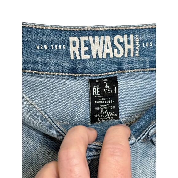 Rewash Women's Shorts Vintage Reunion Bermuda Distressed Raw‎ Hem Denim 1/25 - Picture 5 of 7